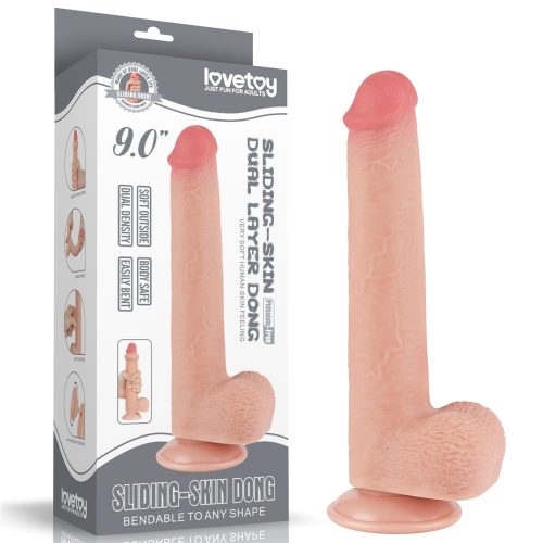 9'' Sliding Skin Dual Layer Dong Flesh - Élethű dildó 22 cm