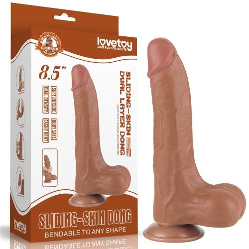8.5'' Sliding Skin Dual Layer Dong Brown II - Élethű dildó 22 cm