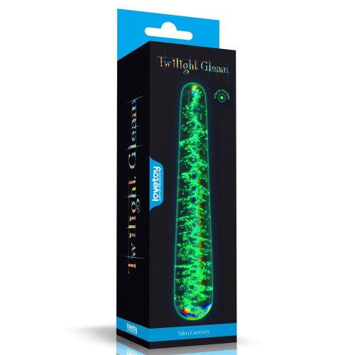 Glow-in-the-dark Twilight Gleam Glass Dildo-Slim Fantasy - Üveg dildó 16,3 cm