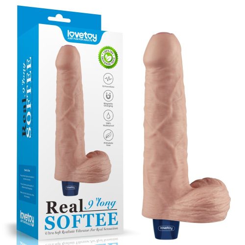9" REAL SOFTEE Rechargeable Vibrating Dildo(Flesh) - Élethű vibrátor 22,6 cm