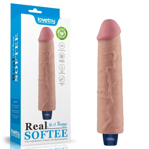 9.5" REAL SOFTEE Rechargeable Vibrating Dildo(Flesh) - Élethű vibrátor 23,7 cm