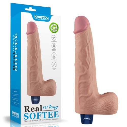 10" REAL SOFTEE Rechargeable Vibrating Dildo(Flesh) - Élethű vibrátor 25,3 cm