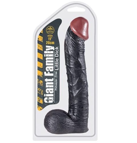 GIANT FAMILY - LITTLE DICK 11" BLACK - Élethű, herés dildó 27,5 cm