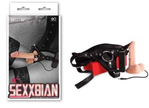 SEXXBIAN 6" VIBRATING DONG & HARNESS - Felcsatolható vibrátor 13 cm