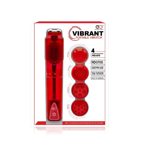 VIBBRANT PORTABLE VIBRATOR RED - 14 cm vibrátor