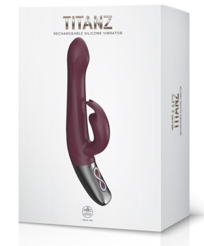 TITANZ 8.5" SILICONE RECHARGEABLE VIBRATOR IN RUBINE - Piros, G-pont vibrátor 21,5 cm