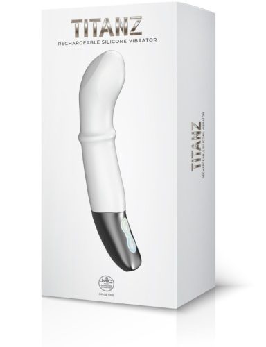 TITANZ 7" SILICONE RECHARGEABLE VIBRATOR IN IVORY - fehér G-pont vibrátor 20 cm