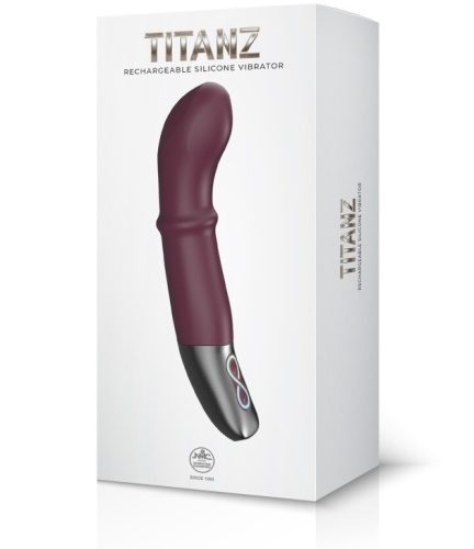 TITANZ 7" SILICONE RECHARGEABLE VIBRATOR IN RUBINE piros - G-pont vibrátor 20 cm
