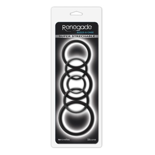 Renegade - Build-A-Cage Rings - Black - Péniszgyűrűk