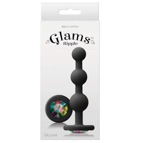Glams - Ripple   Rainbow Gem - Black - Anál plug 11,3 cm