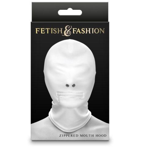 Fetish & Fashion - Zippered Mouth Hood - White - Maszk