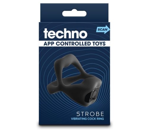 Techno - Strobe - Black - Vibrációs péniszgyűrű