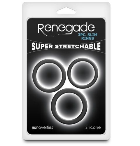 Renegade - 3pc Slim Rings - Black - Péniszgyűrűk 3 db