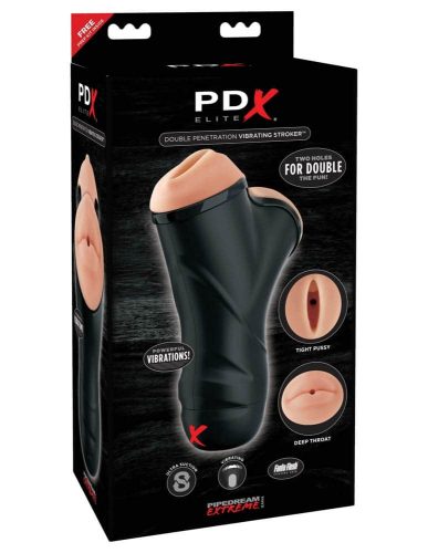 Double Penetration Vibrating Stroker - szívó funkciós maszturbátor