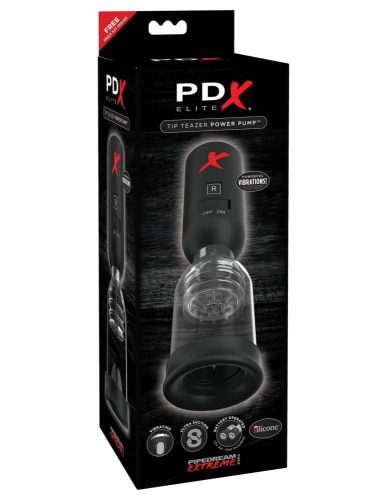 Tip Teazer Power Pump  Clear/Black - Vibrációs péniszpumpa