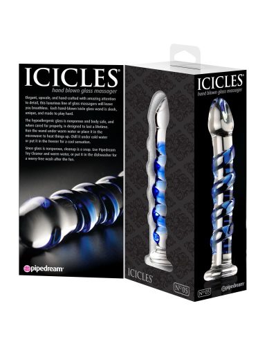 No. 5  Clear/Blue - Üveg dildó 17,5 cm