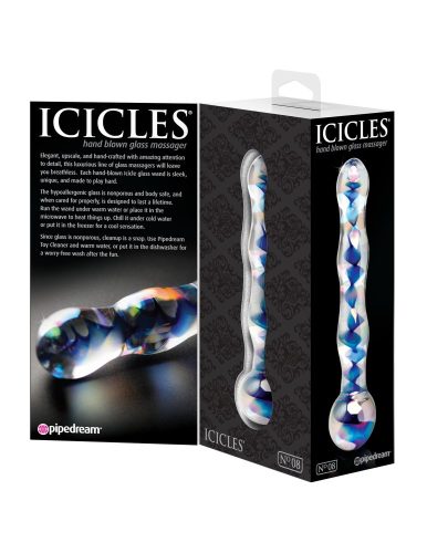 No. 8  Clear/Blue - Üveg dildó 17,8 cm
