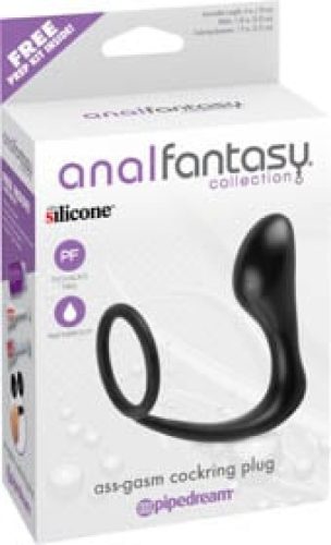 Ass-Gasm Cockring Plug  Black - anál plug 9 cm