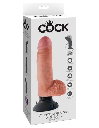 7" Vibrating Cock with Balls  Light - Élethű vibrátor 17,3 cm