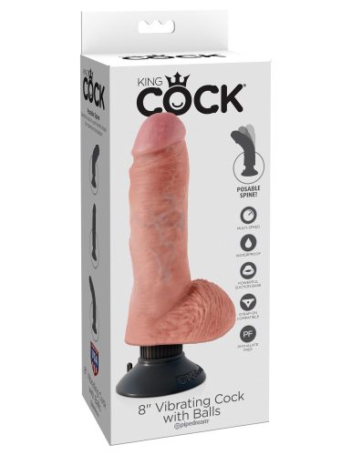 8" Vibrating Cock with Balls  Light - Élethű vibrátor 20,3 cm