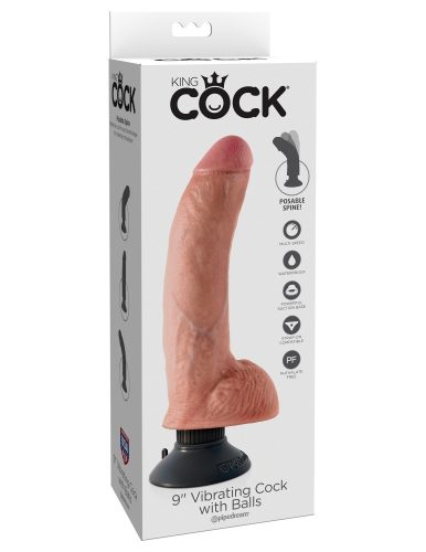 9" Vibrating Cock with Balls  Light - Élethű vibrátor 22,8 cm