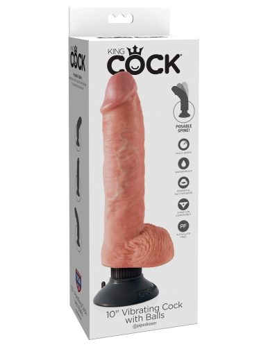 10" Vibrating Cock with Balls  Light - Élethű vibrátor 25,4 cm