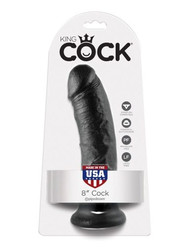 8" Cock  Fekete, élethű dildó 20,3 cm