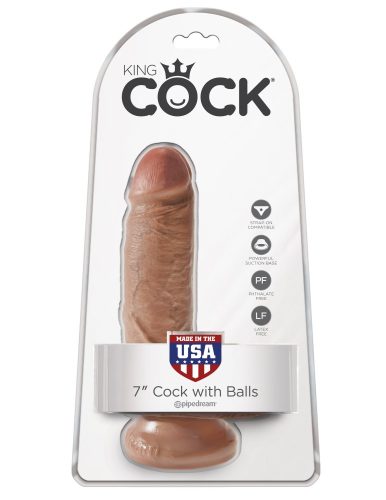 7" Cock with Balls  Tan - Élethű dildó 17,8 cm