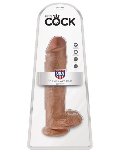 11" Cock with Balls  Tan - Élethű dildó 28 cm