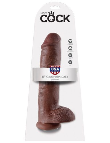 11" Cock with Balls  Brown - Élethű óriás dildó 28 cm