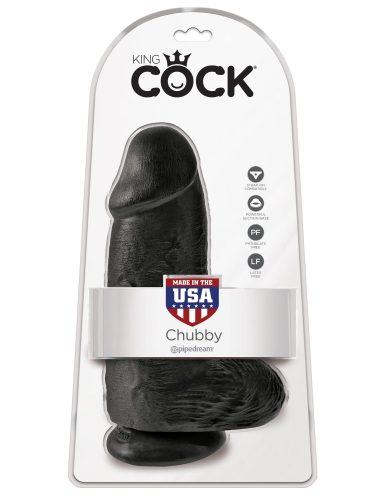 Chubby Black - Élethű vastag dildó 23 cm