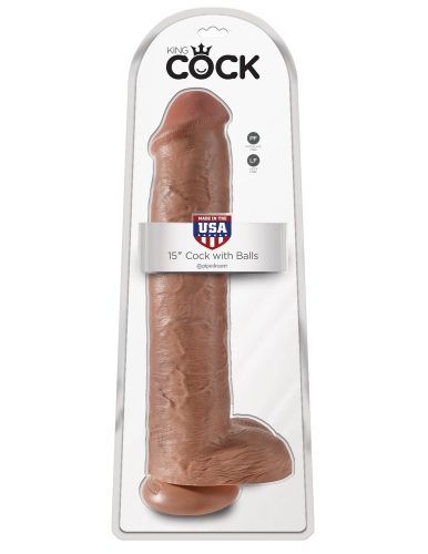 15" Cock with Balls  Tan - Élethű óriás dildó 38 cm