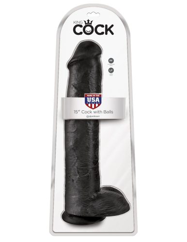 15" Cock with Balls  Black - Élethű óriás dildó 38 cm