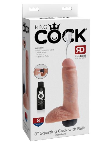 8" Squirting Cock with Balls  Light - Élethű dildó 20,3 cm