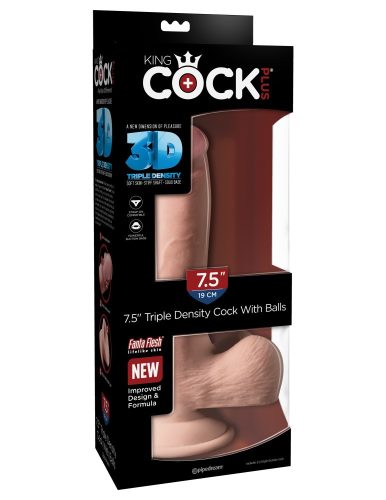 7.5" Triple Density Cock with Balls - Élethű dildó 19 cm