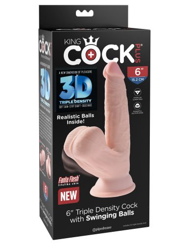 6" Triple Density Cock With Swinging Balls - Élethű dildó 19,2 cm