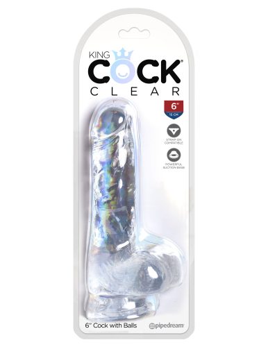 6" with balls Clear - Élethű dildó,15 cm