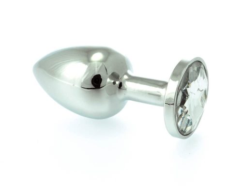 Butt Plug Small Metal With Crystal Clear - Anál plug 7,3 cm