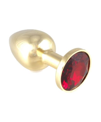 Butt Plug Metal With Crystal Red - Fém anál plug 7,3 cm