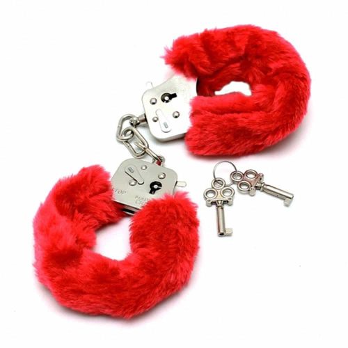 Police Handcuffs With Soft Red Fur - Bilincs