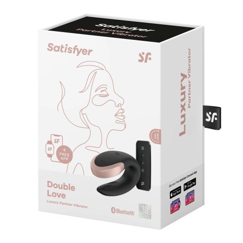 Double Love (Black) - App-vezérelt, G-pontos, csiklóizgatós vibrátor 8,6 cm