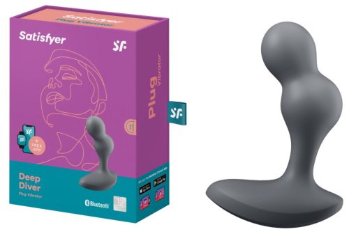 Deep Diver Connect App grey - Vibrációs anál plug 11 cm