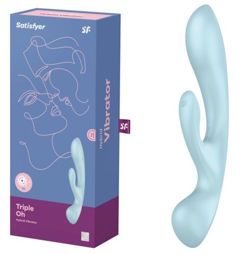 Triple Oh light blue - Csiklóizgatós, klitoriszkaros vibrátor 23,5 cm