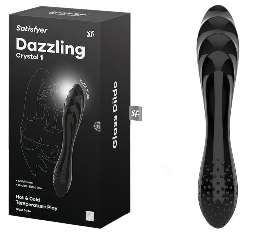 Dazzling Crystal 1 black - Üveg dildó 18,2 cm