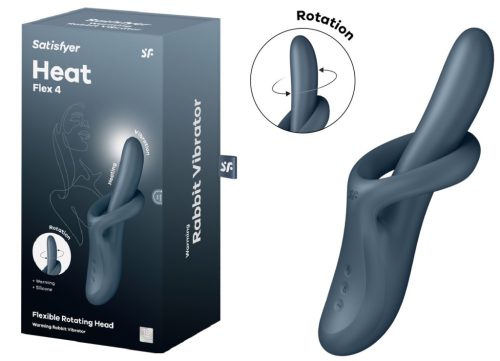 Heat Flex 4 (Grey) - Melegítős, forgófejű vibrátor 23 cm