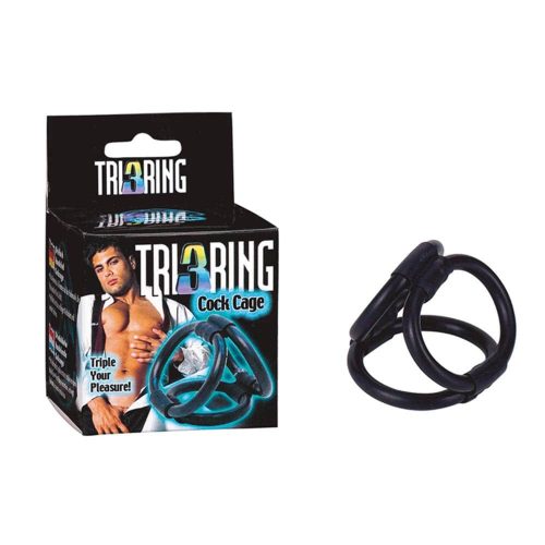 Tri Ring Cock Cage Black - Péniszgyűrű