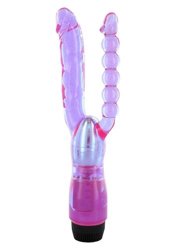 Xcel Double Penetrating Vibrator Purple - Kétágú vibrátor 13 és 22 cm