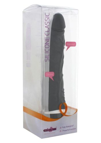 Classic Slim Vibrator Black - Élethű vibrátor 21 cm