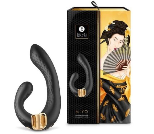 MIYO BLACK - csiklóizgatós, G-pont vibrátor 18,5 cm