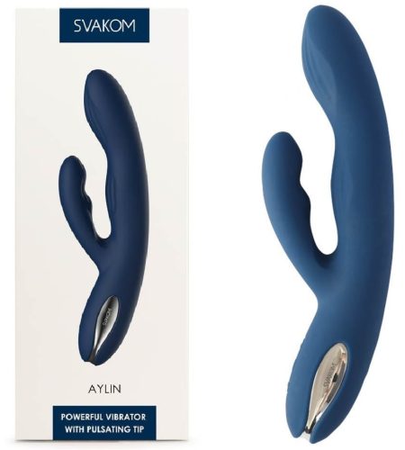 SVAKOM Aylin Dark Blue - Klitoriszkaros, G-pont vibrátor 21,5 cm
